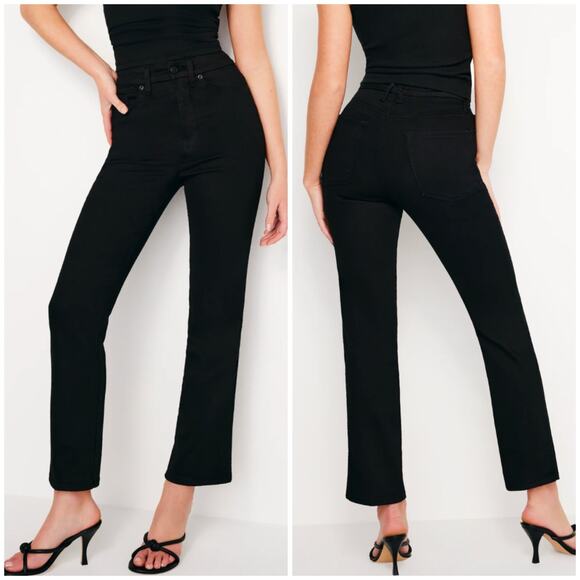 Good American Good Curve Straight Never Fade Jeans Black 6/28 - Picture 1 of 11